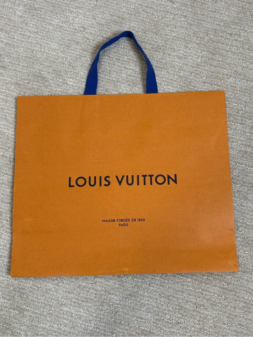 Louis Vuitton Authentic Large Orange & Blue Paper Shopping Bag 15 5/8" X 13 1/4" - Picture 2 of 9